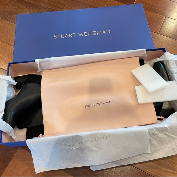 NIB Stuart Weitzman 5050 block black leather knee high boots - Picture 6 of 13